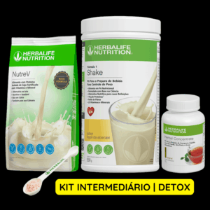 Kit Detox | Shake Frapê de Abacaxi 550g + Nutrev 672g + Herbal Concentrate 51g + Colher Medida