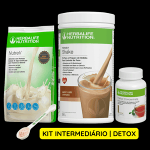 Kit Detox | Shake Café Cremoso 550g + Nutrev 672g + Herbal Concentrate 51g + Colher Medida