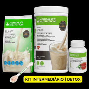 Kit Detox | Shake Cookies & Cream 550g + Nutrev 672g + Herbal Concentrate 51g + Colher Medida